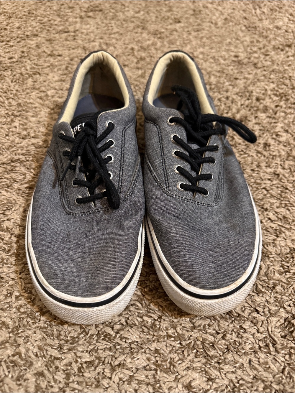 Sperry Gray Canvas Lace-Up Sneakers with Black Laces